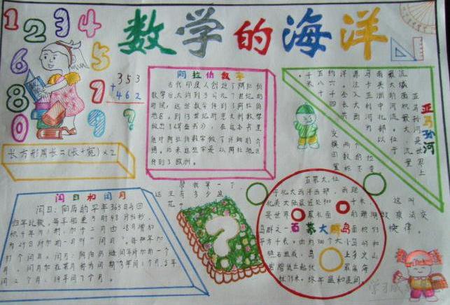 数学四年级手抄报模板及图片_数学小驿站手抄报图片